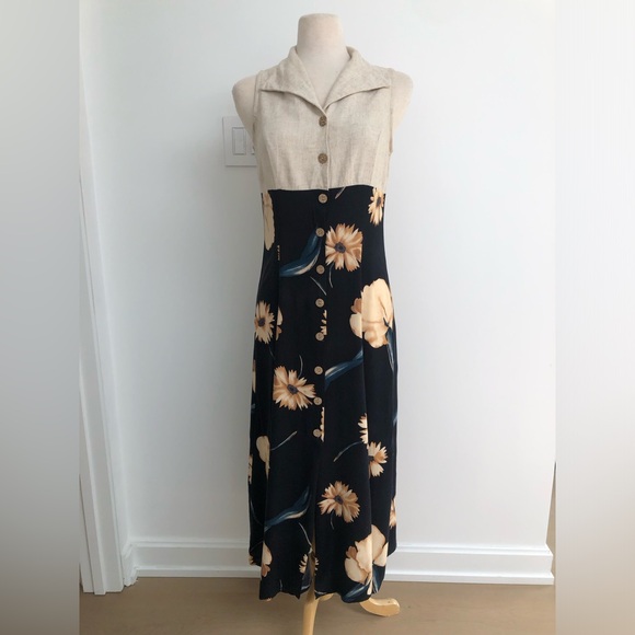 Prima Donna Dresses & Skirts - Vintage Cream & Black Floral Midi Dress